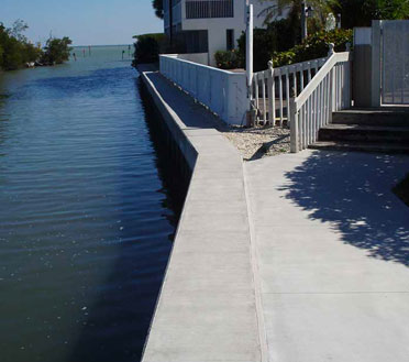 Finished seawall project in Southwest Florida performed by Florida Marine Construction