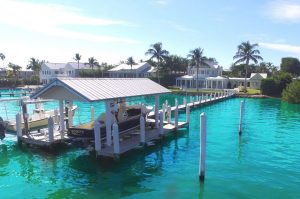 The Scout nestled conformably within her covered home North Captiva Island.