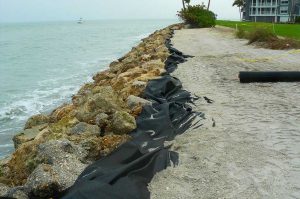 Rip-Rap installation to protect shoreline from Gulf of Mexico wave attack.